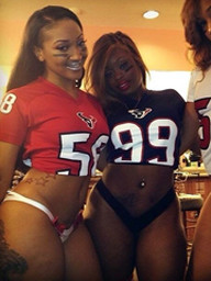 Sexy ebony cheerleaders without skirts
